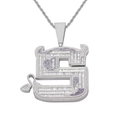 Close-up of iced-out silver S-letter demon pendant with purple and white cubic zirconia - With 60cm Stainless Steel Rope Chain / Silver Style