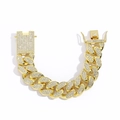 Bracelet cubain 20mm doré serti de diamants pour hommes avec fermeture à clic large - 7 pouces Or (Bracelet)