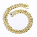 Χρυσό κολιέ Cuban link 20mm με βαριά επικάλυψη από στρας και κούμπωμα για άνδρες - 16 ίντσες Χρυσό