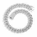 Βαρύ κολιέ Cuban Link 20mm με λαμπερούς κρυστάλλους για hip hop στυλ και εμφάνιση - 16 ίντσες Ασημί