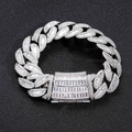 Massive 20mm Miami Cuban Gliederkette mit gemischten Zirkonia Steinen für Herren in Silber - Langer Stil / Silber