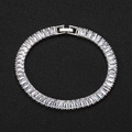 Bracciale tennis hip hop da 7mm con zirconi a taglio baguette e finitura argento - Bracciale (18cm) / Argento