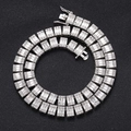Collana tennis hip hop 10mm in argento con zirconi cubici quadrati e rotondi da uomo - Argento