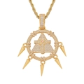 Hip hop gold pyramid all seeing eye pendant necklace with rope chain and spikes - Small Rope Chain Style / Gold