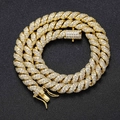 Iced Out 8mm Panzerkette in Gold mit Zirkonia-Steinen im Hip-Hop-Stil für Herren - Gold 16inch