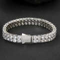 5mm dubbele rij tennisarmband met zirkonia en veilige baksluiting voor heren - 8 inch / Zilver