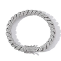 8mm Herren Gliederkette Armband in Silber mit Zirkonia Besatz im Hip Hop Stil - Silber 7-Zoll Armband