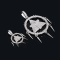 Hip-hop silver tone necklace with pyramid eye pendant and sparkling zircon stones - Large Pendant Only (Without Chain) / Silver