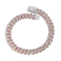Iced out two-tone 20mm Cuban link necklace with rhombic zircon paving and B-logo clasp - 24inch Necklace / Platinum And Rose Gold