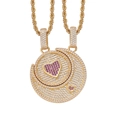 Collana con ciondolo hip hop in oro con motivi sole luna cuore e zirconi micro intarsiati - Stile Sole E Luna Oro
