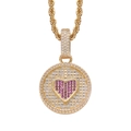 Détail du pendentif cœur doré avec zircons violets et serti pavé étincelant - Style Soleil Doré