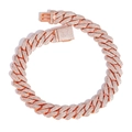 Men hip hop 20mm Cuban link necklace in rose gold finish with full zircon diamond pave - 24inch Necklace / Rose Gold