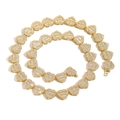 Collana hip hop con maglie a cuore dorate e zirconi scintillanti per uomo e donna - Stile 1 (Stile Cuore Baguette) / Collana da 20 Pollici (Circa 51cm) / Oro