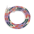 Rainbow cubic zirconia tennis necklace with 4mm square cut stones in silver setting - 18cm / Silver