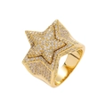 Anello a stella hip hop dorato con micro-pavé di zirconi bianchi da uomo e donna - US 6 / Oro