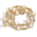 Collana di perle hip hop con sfere dorate tempestate di diamanti dal design di lusso - 16 pollici (Collana 40 cm) / Oro
