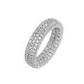 Hip-Hop Herrenring in Silberoptik mit vierreihiger Pavé-Fassung und Zirkonia Besatz - Größe 7 / Mikro-Pavé-Eternity-Stil (Stil 3) / Silber