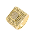 Anello hip-hop da uomo quadrato con zirconi micro-pave brillanti e finitura dorata - US 7 / Oro