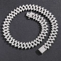 18mm iced out silver Cuban link chain with thorns and full zircon stones in hip hop style - Bracelet (18cm) / Silver