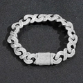 Bracelet gourmette argenté 12mm avec maillons infini et zircons pavés pour style hip-hop - Bracelet 7 Pouces (Longueur 18cm) / Argenté
