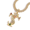 Hip hop iced out Cuban link necklace with colorful zircon heart cross pendant in gold - 20 Inch Cuban Chain Style / Gold