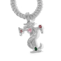 Hip hop iced-out cross pendant with colorful zircon heart on a thick Cuban link chain - 20 Inch Cuban Chain Style / Silver