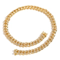 Collana cubana da 13mm placcata oro con zirconi cubici baguette stile hip hop uomo - Bracciale da 7 pollici (18cm) / Oro