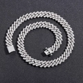 Collana cubana da 12mm color argento con zirconi incastonati e chiusura sicura - Stile 18 / Argento