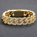 Bracciale a catena cubana da 16mm dorata con zirconi incastonati da uomo in stile hip hop trendy - 18cm / Oro