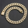 Collana a catena cubana da 16mm in oro con cristalli micro-pave scintillanti da uomo - Bracciale (Lunghezza 18cm) / Oro