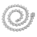 10mm silver heart tennis necklace with white zircon stones for men and women - Style 1-Silver Color