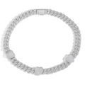 15mm silver Cuban link necklace with iced out heart charms and pave zircon for men - Bracelet (Short) / Silver