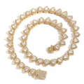 Hip hop 10mm golden heart tennis necklace with heart-cut cubic zirconia stones - Style 1 Gold