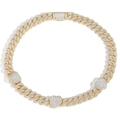 Golden 15mm Cuban link necklace with iced-out heart pendants and cubic zirconia stones - Bracelet (Short) / Gold