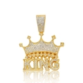 Iced Out Gold Krone KING Anhänger Halskette mit Zirkonia und kubanischer Kette - Nur Anhänger / Gold