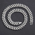 Iced out silver hip hop cuban chain necklace with lightning bolt and butterfly links - 40CM / Silver