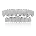 Hip hop heart grillz set with sparkling white zircon stones in silver plating - Style 15 Set / Silver