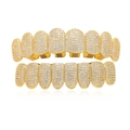 Hip-hop gold grillz set with micro-paved cubic zirconia for a sparkling street style look - Gold Set
