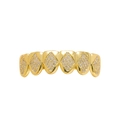 Detail of hip hop gold grillz with micro-paved cubic zirconia in diamond patterns - Lower / Gold