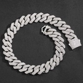 Luxuriöse 22mm Iced Out Cuban Link Kette mit silbernem Diamant-Finish für Herren - 7 Zoll Armband (Länge 18cm) / Silber (Breite 22mm)
