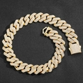 Hip Hop 22mm goldene Panzerkette mit eisweißen Zirkonia-Steinen besetzt für Herren - 7 Zoll Armband (Länge 18cm) / Gold (Breite 22mm)