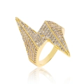 Hip hop style gold lightning ring with pave set cubic zirconia for men and women - Gold