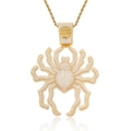Collar hip hop con colgante de araña dorada de gran tamaño y circonitas brillantes - Dorado