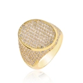 Men's hip hop gold oval signet ring with micro-paved cubic zirconia sparkling diamonds - US 6 / Gold