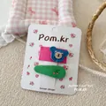 Set di fermagli per capelli per bambine con orsetto di peluche e ricamo di ciliegie - Stile Orso Blu
