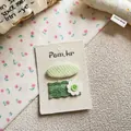 Detail of green plaid BB clips and lace floral hair accessories set on display card - Green Square Flower Hair Clip