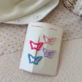 Set of four colorful butterfly hair clips for girls in soft macaron pastel shades - Lotus Pink And Fuchsia And Purple And Blue