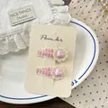 Detail of sweet floral lace hair clips for girls with pink plaid pattern and heart decor - Pink Plaid Flower Hair Clip