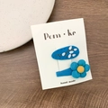 Cute denim blue cartoon flower and knit leaf hair clip set for girls on card - Oval And Flower