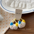 Dettaglio di elastici per capelli a forma di gatto in tessuto con ricami e bande elastiche - Set (Elastici) / Elastico Gatto Blu E Giallo